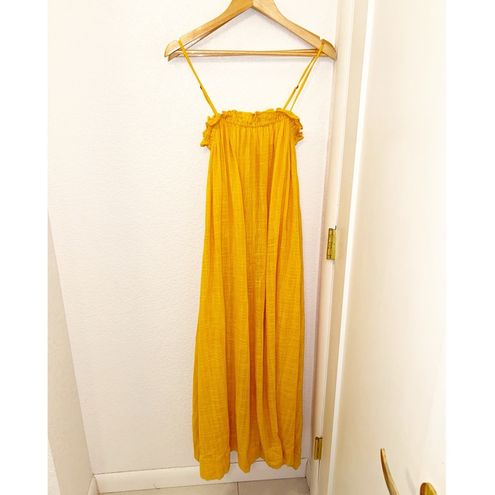 APIECE APART Pina Maxi Trapeze Organic Cotton Tent Dress in MIMOSA SZ: X-Small